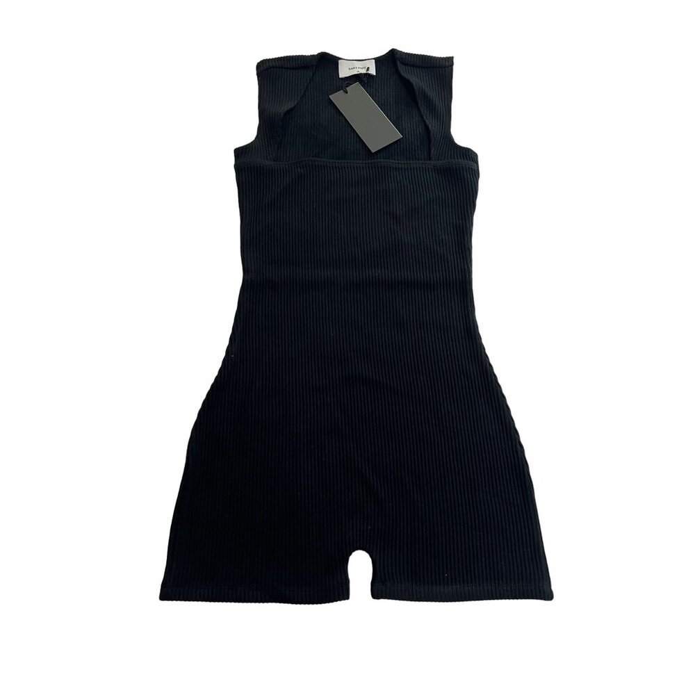 SANS FAFF Molly Mini Enviro Rib Catsuit in Black